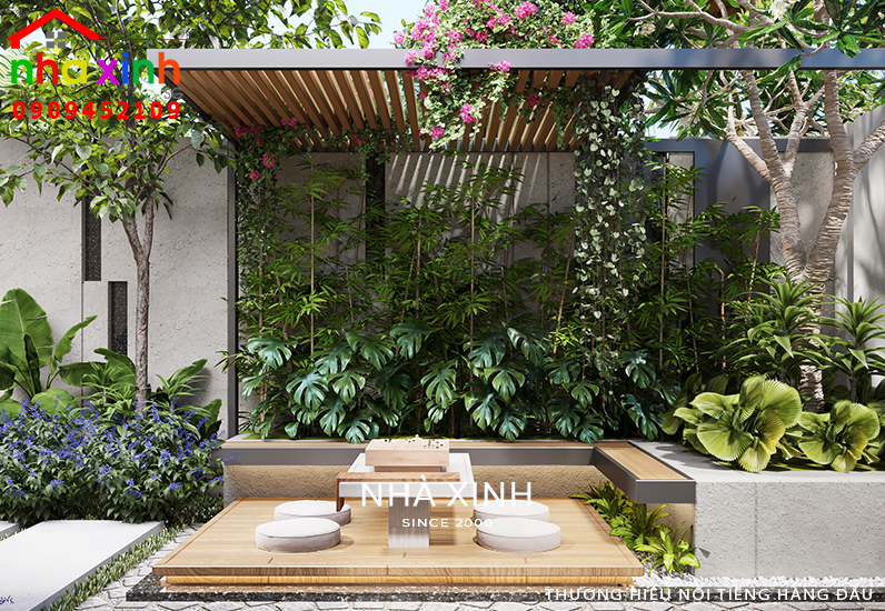Khu vực sân vườn để tiếp khách, thư giãn