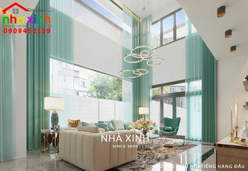 Thiết kế phòng khách thông tầng độc đáo