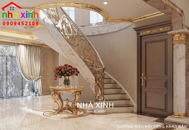 Cầu thang ốp đá cao cấp
