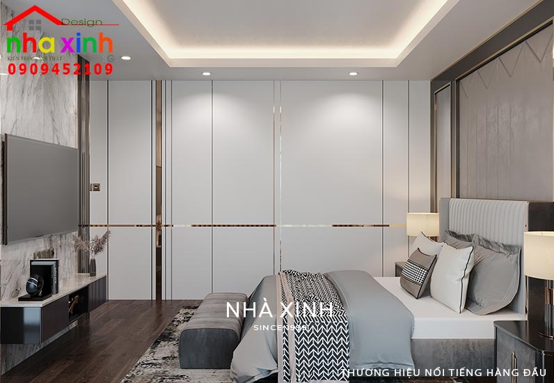 Thiết kế nội thất phòng ngủ tông xám