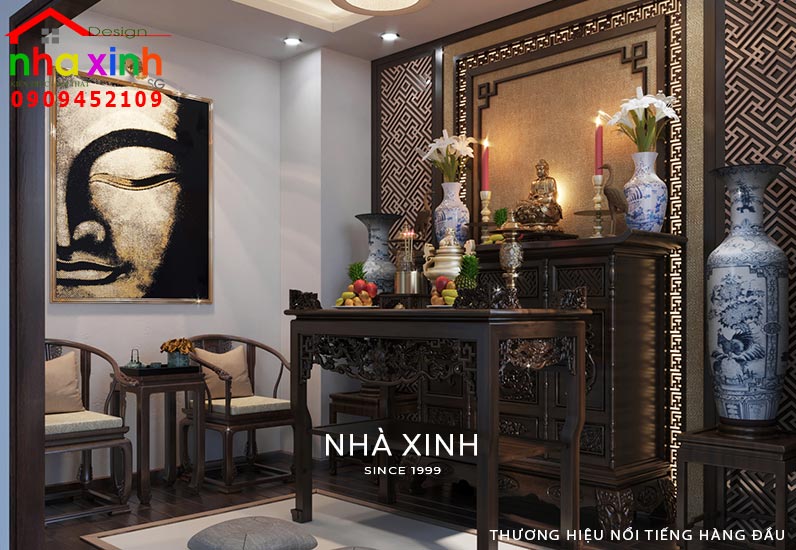 Nội thất phòng thờ biệt thự trang trọng