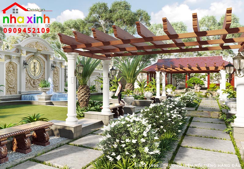 Sân vườn biệt thự lâu đài đẹp