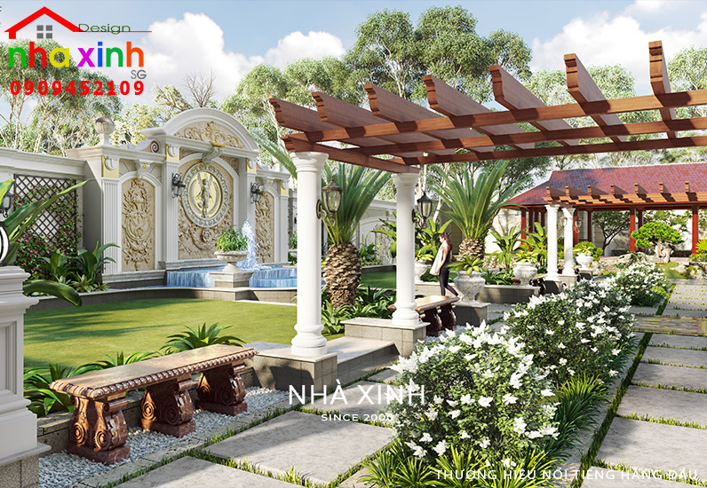 Sân vườn biệt thự lâu đài đẹp