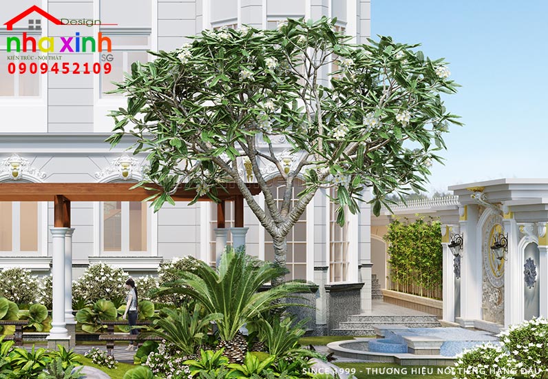 Thiết kế tiểu cảnh sân vườn dinh thự cổ điển Châu Âu