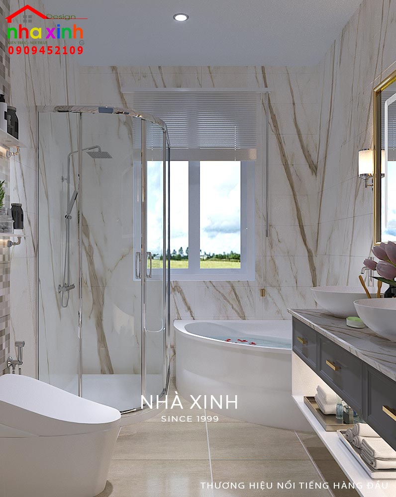 Phòng tắm được ốp đá cao cấp
