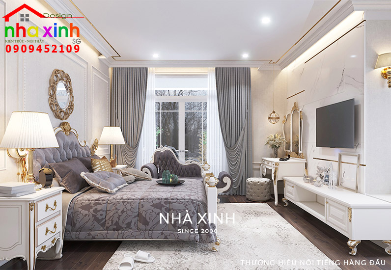 Phòng ngủ hướng ra sân vườn để đón ánh sáng tự nhiên