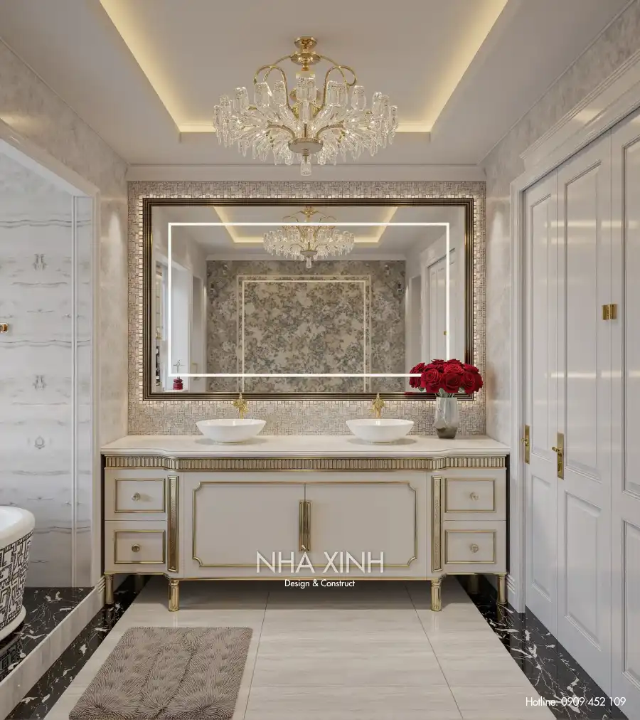 Lối đi lát đá trong sân vườn biệt thự BT-0221 được thiết kế hài hòa với cảnh quan