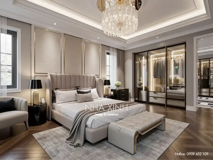Góc thư giãn trong phòng ngủ biệt thự BT-0223 với ánh sáng tự nhiên và bài trí tinh tế