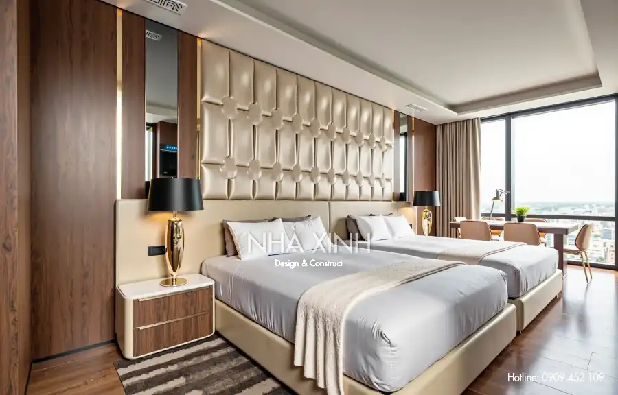 Khu vực bàn trà ngoài trời trong sân vườn biệt thự BT-0223 được bố trí tinh tế.