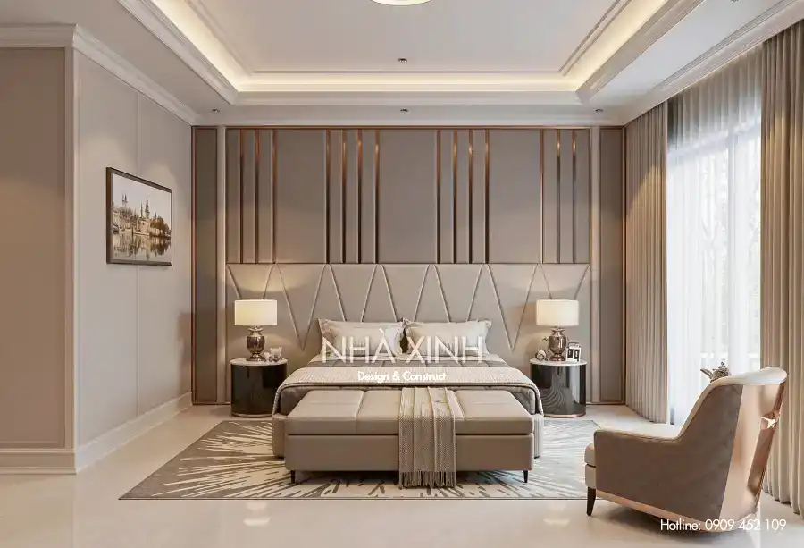Phòng bếp biệt thự BT-0230 với thiết kế hiện đại và tủ bếp cao cấp.
