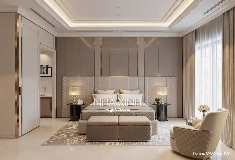 Phòng ngủ phụ biệt thự BT-0231 với thiết kế hiện đại và nội thất tiện nghi