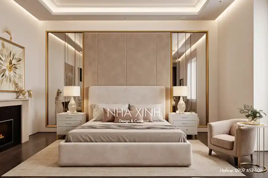 Sân vườn biệt thự BT-0231 với hồ nước nhỏ và tiểu cảnh xanh mát