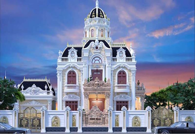 Ngoại thất biệt thự cổ điển kiểu pháp view 03