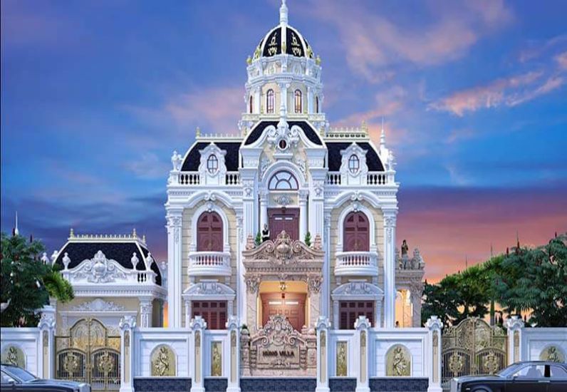 Ngoại thất biệt thự cổ điển kiểu pháp view 04