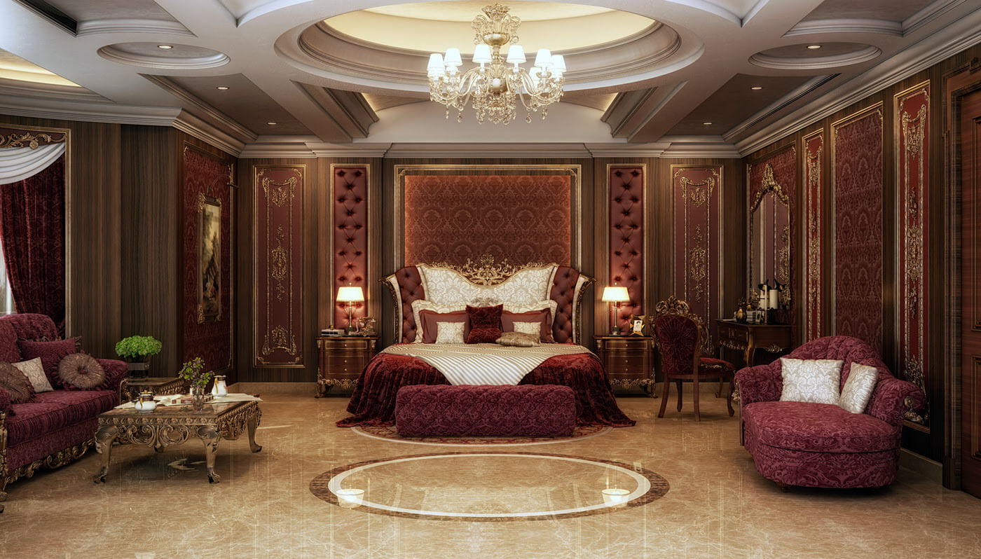 Mẫu thiết kế nội thất phòng ngủ biệt thự phong cách cổ điển quý tộc