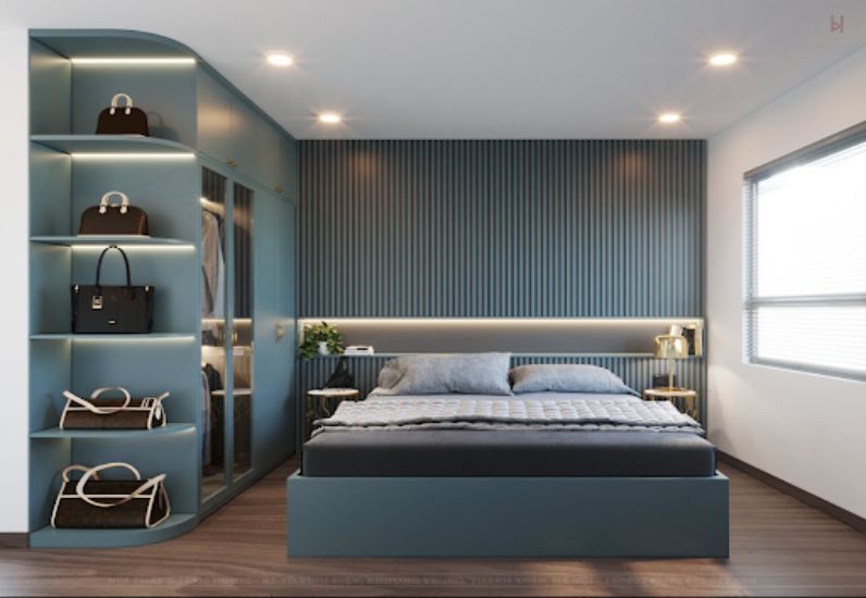 Phòng ngủ đơn giản chất liệu gỗ công nghiệp hiện đại