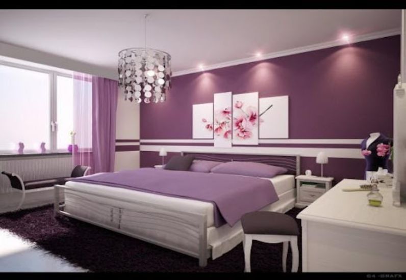 Thiết kế phòng ngủ đẹp màu tím