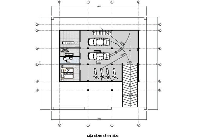 Mặt bằng tầng hầm biệt thự tân cổ điển