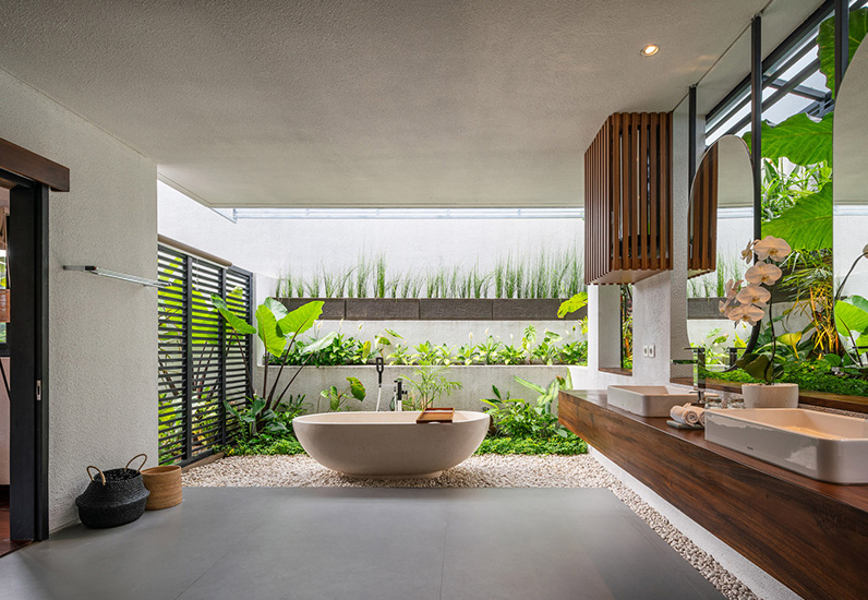Thiết kế phòng tắm biệt thự xanh villas hài hòa với thiên nhiên