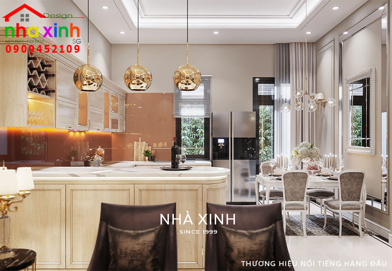 Thiết kế nội thất phòng bếp nhà phố phong cách cổ điển