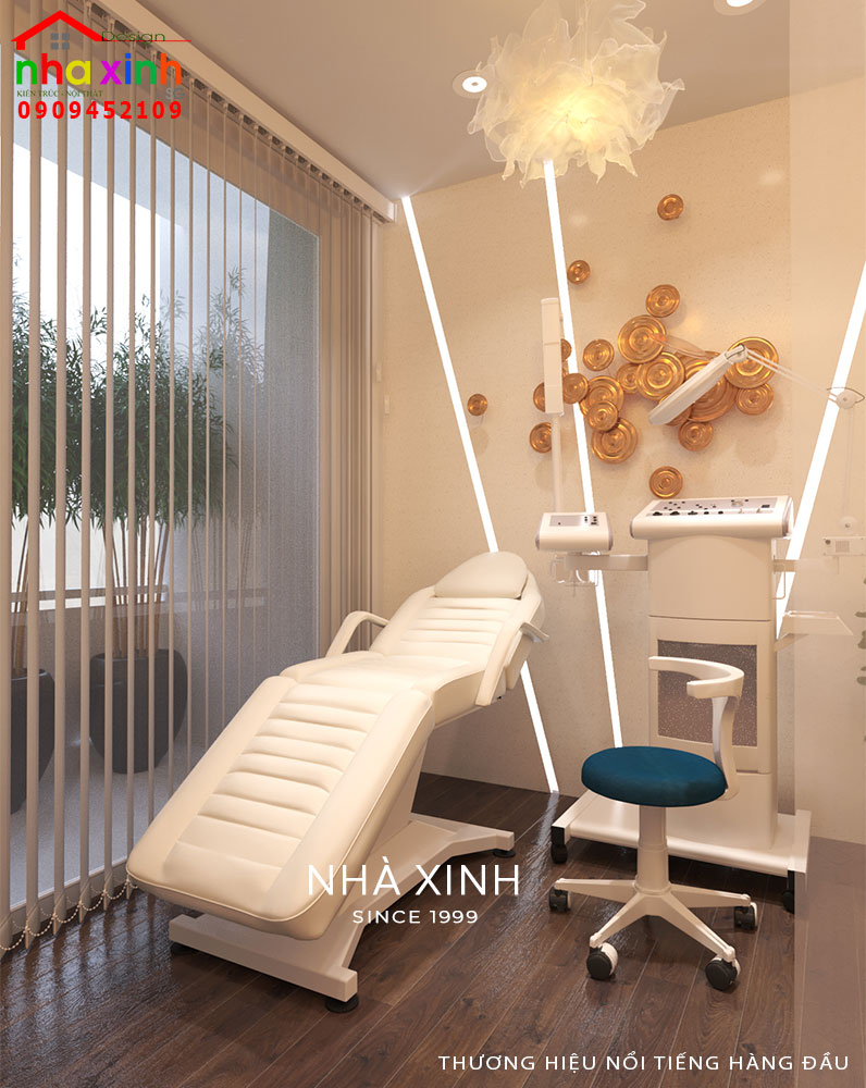 Phòng spa tông trắng thanh lịch