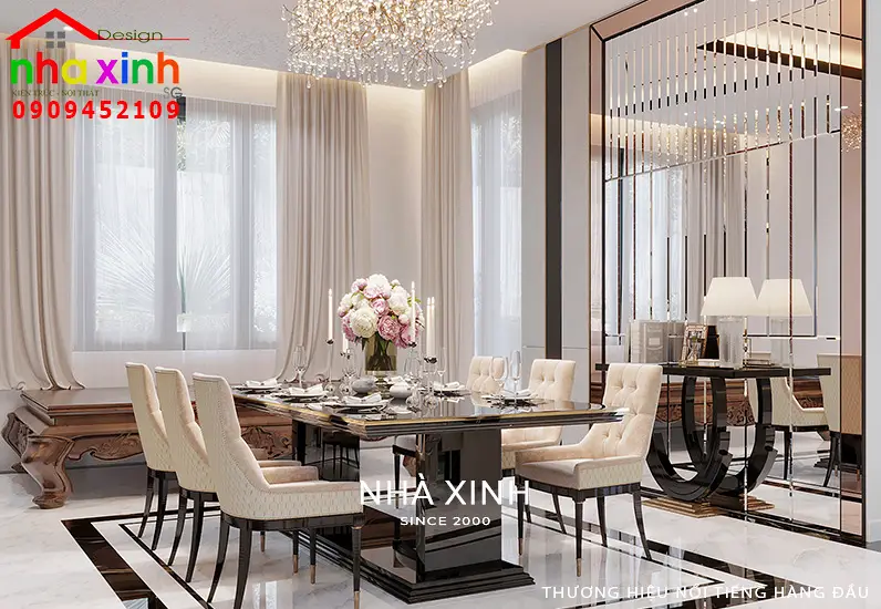 Không gian bàn ăn biệt thự hiện đại