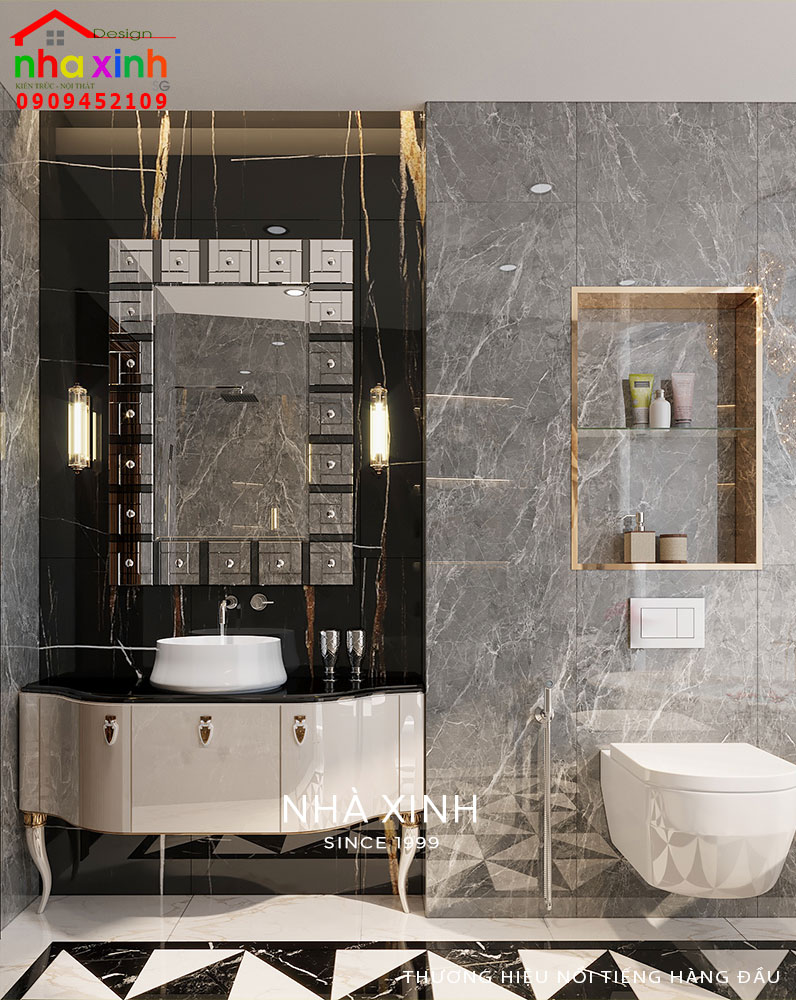 Nội thất phòng vệ sinh với hơi hướng phong cách châu  Âu