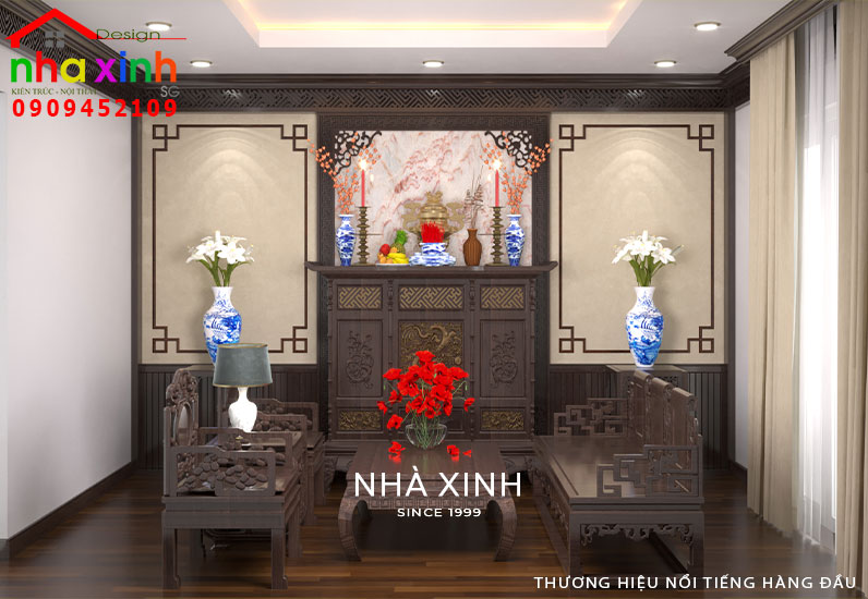 Nội thất phòng thờ trang trọng