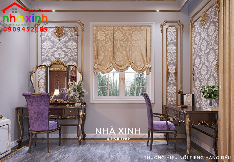 Góc bàn trang điểm được thiết kế tiện nghi