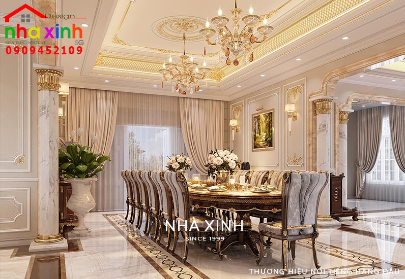 Nội thất phòng bếp biệt thự cổ điển