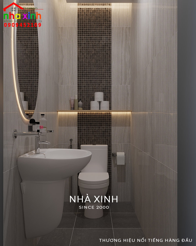 Thiết kế nội thất phòng WC cho tầng trệt