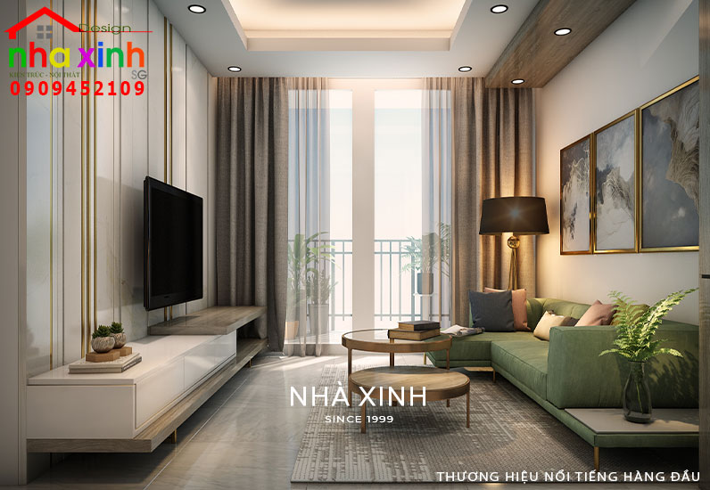 Mẫu phòng khách chung cư được thiết kế thông thoáng