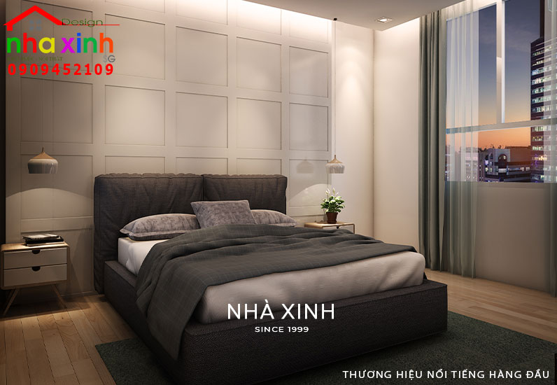 Không gian phòng ngủ được sử dụng với gam màu trung tính hài hòa