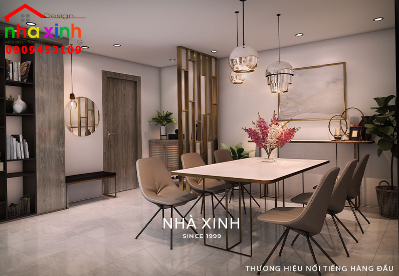 Không gian bàn ăn được thiết kế đơn giản và tinh tế