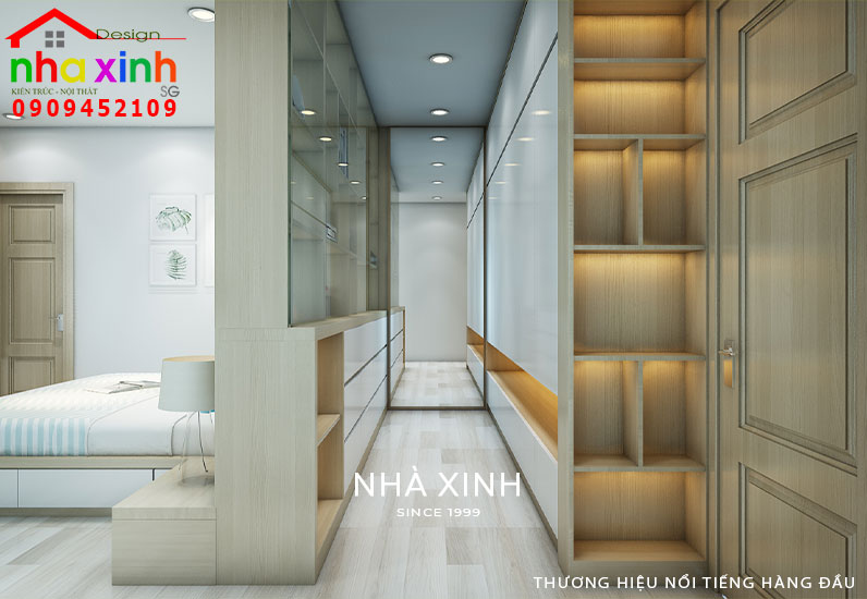 Phòng ngủ được thiết kế tích hợp không gian phòng thay đồ tiện nghi