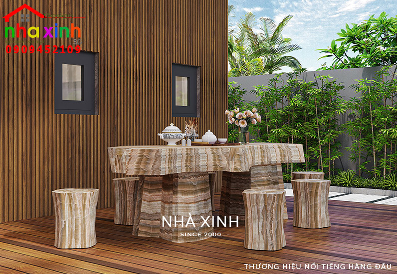 Mẫu nội thất biệt thự hiện đại sang trọng có tiểu cảnh sân vườn