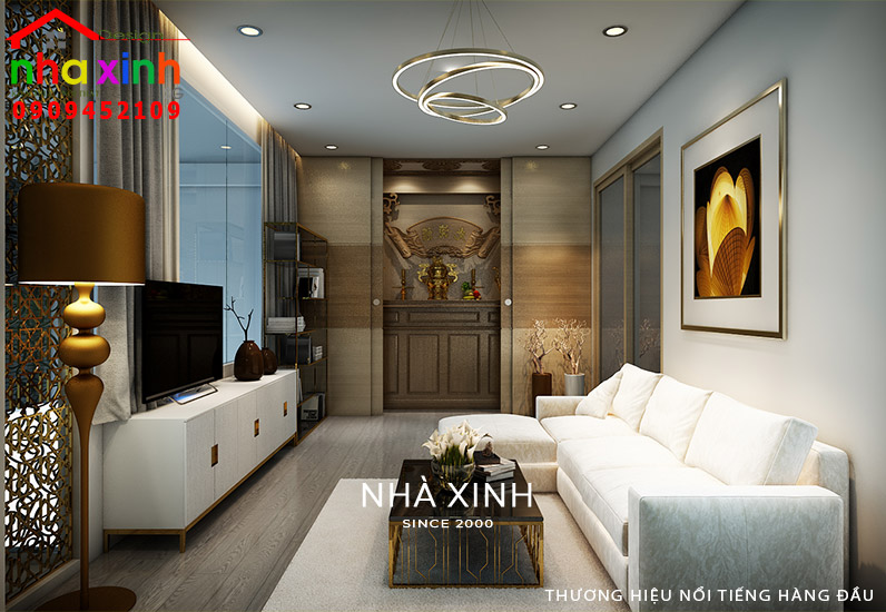 Nội thất nhà xinh phong cách hiện đại với phòng khách đẹp tối giản