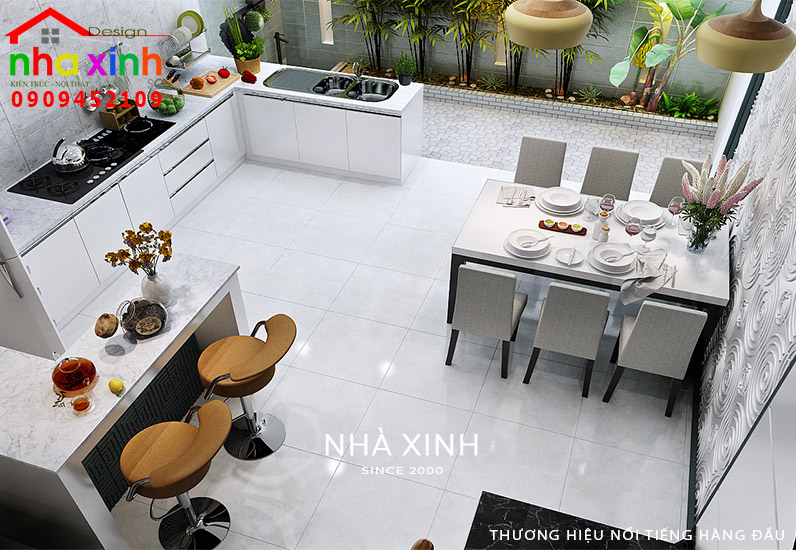 Mẫu thiết kế nội thất hiện đại tại Bình Chánh sở hữu không gian bếp sang trọng và hiện đại