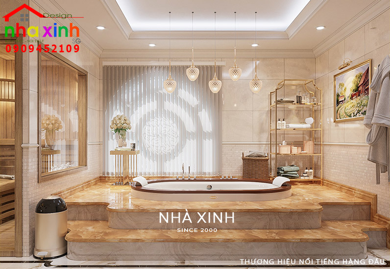 Nội thất phòng tắm với các thiết bị hiện đại đáp ứng thẩm mỹ và nhu cầu sử dụng của gia chủ