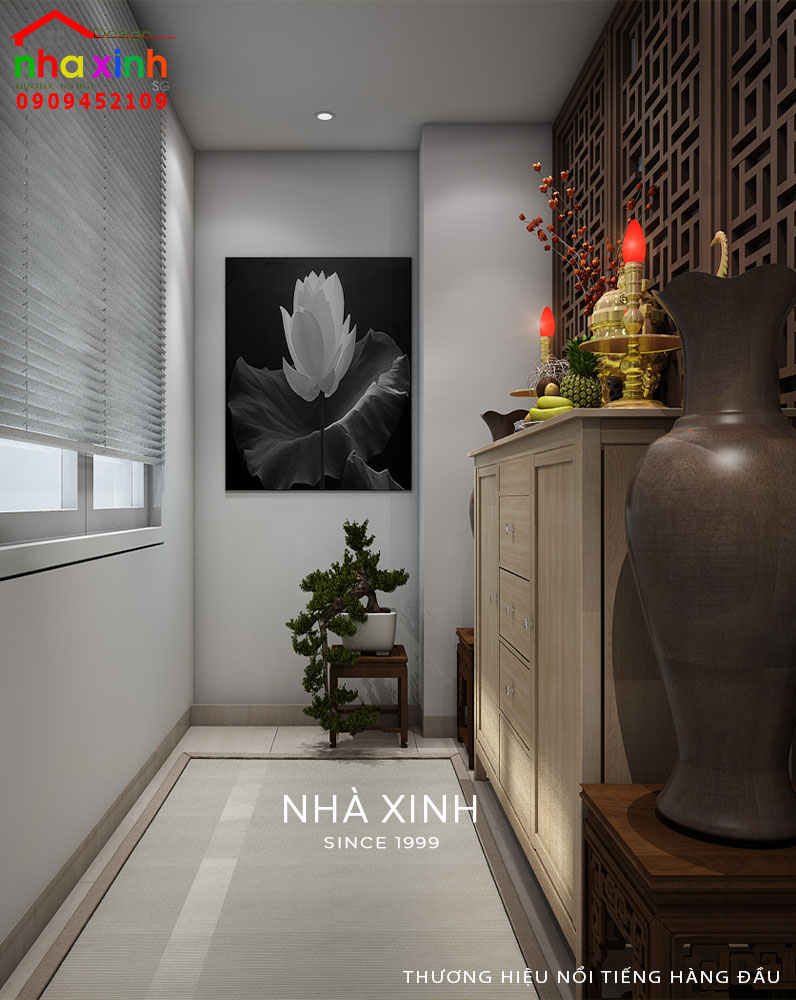 Không gian phòng thờ nhỏ nhưng tràn ngập sự ấm cúng