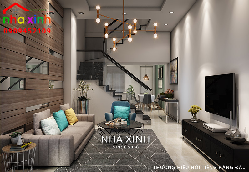 Thiết kế phòng khách có nội thất đẹp cho nhà phố hiện đại