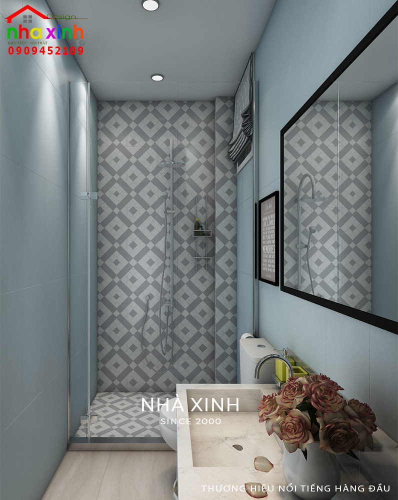 Không gian phòng WC mang màu sắc lạ mắt với nội thất cơ bản