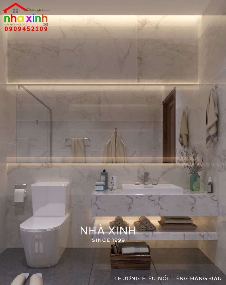 Nội thất phòng WC trong phòng ngủ thứ 4 được bố trí khang trang và hiện đại
