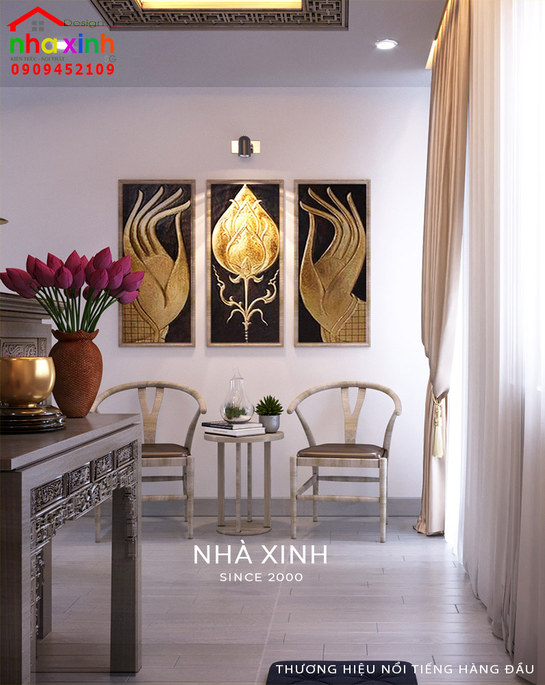 Bàn ghế được bố trí chỉn chu để con cháu có khu vực ngồi tưởng nhớ đến tổ tiên đã khuất