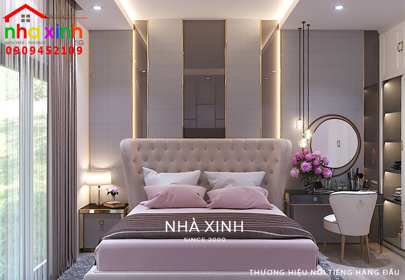 Thiết kế hiện đại với tông màu hồng thanh lịch cho phòng ngủ