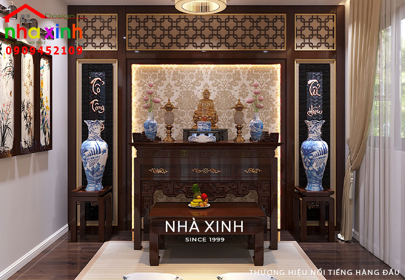 Thiết kế nội thất nhà phố có không gian thờ cúng trang trọng và tôn nghiêm