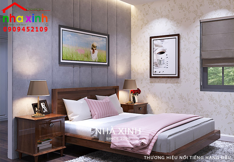Màu sắc nội thất được chọn có tông màu tươi tắn nổi bật trên vật liệu gỗ 
