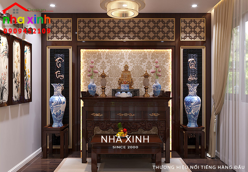 Thiết kế nội thất nhà phố có không gian thờ cúng trang trọng và tôn nghiêm