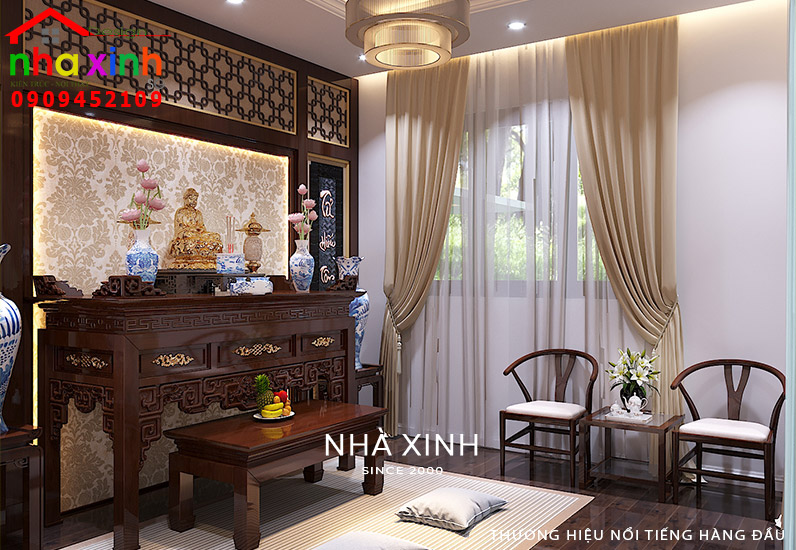 Không gian phòng thờ có sự thông thoáng mang lại phong thủy tốt cho gia chủ