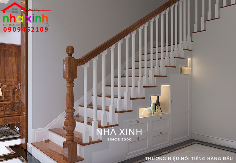 Thiết kế cầu thang bằng vật liệu hiện đại mang kiểu dáng hoài cổ